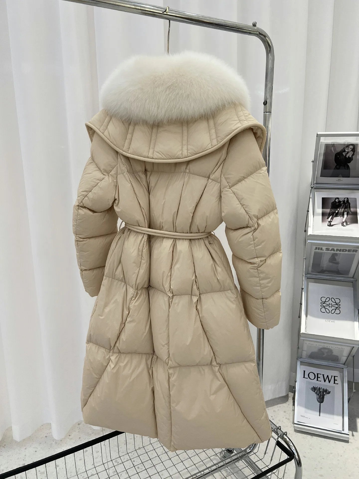 Goose Down Coats Real Fur Collar Long