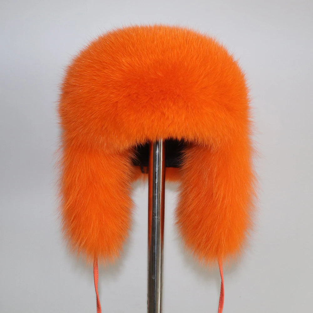 Natural Fur Bomber Has Genuine Real Fur Caps
