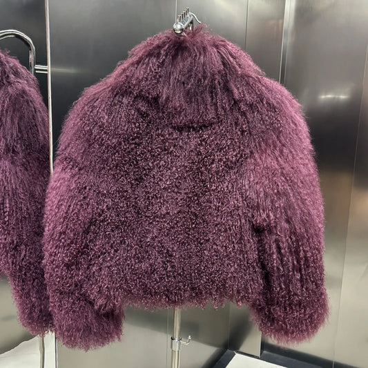 Cropped Real Mongolian Sheep Fur Coats