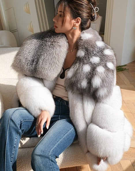 Luxury Full Pelt Real Fur Coat Big Fur Collar