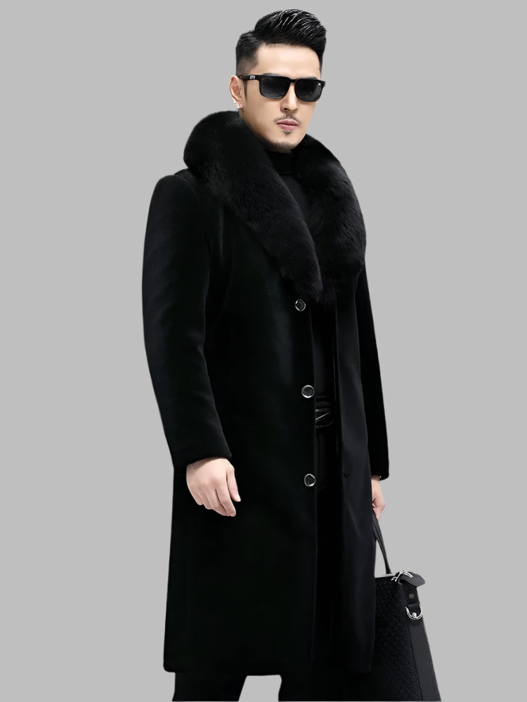 Big Fur Collar Long Down Wool Coats