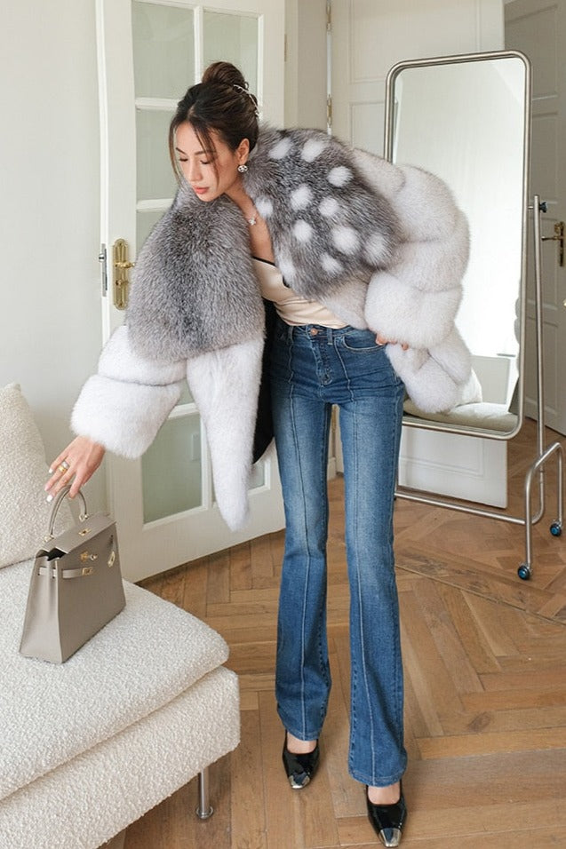 Luxury Full Pelt Real Fur Coat Big Fur Collar