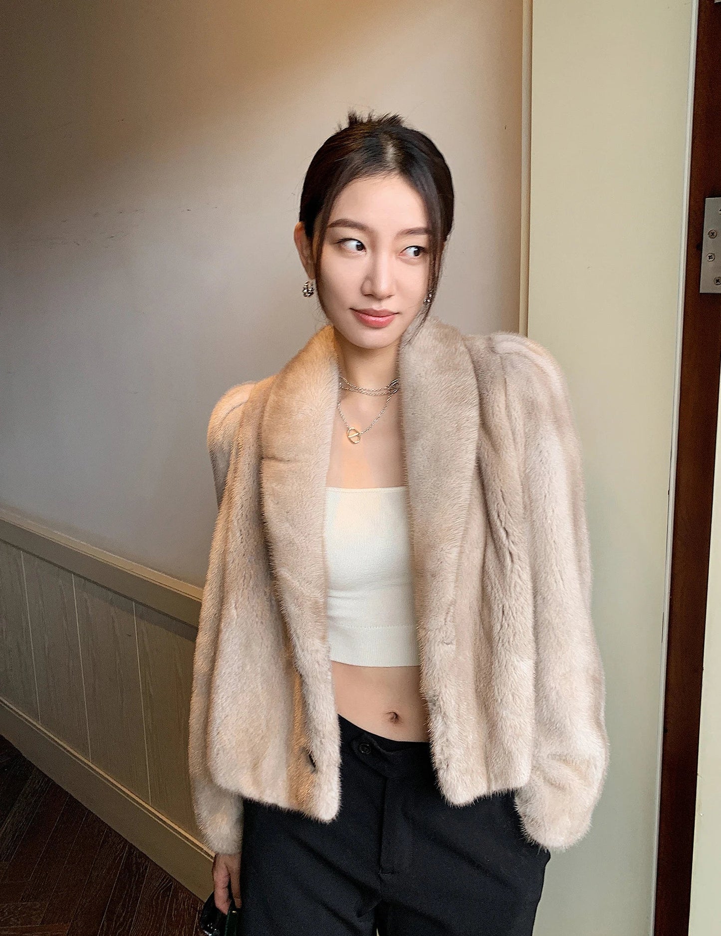 Pearl Real Mink Fur Coats Short