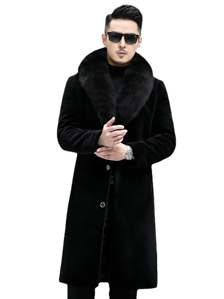 Big Fur Collar Long Down Wool Coats