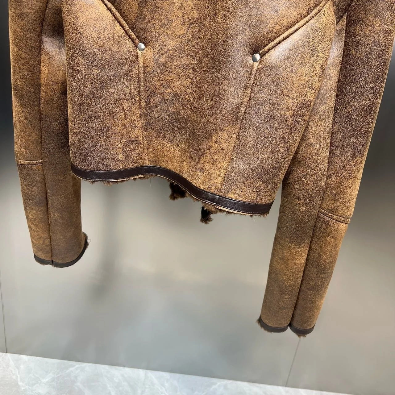 Cropped Pu Leather Jackets & Fake Fur