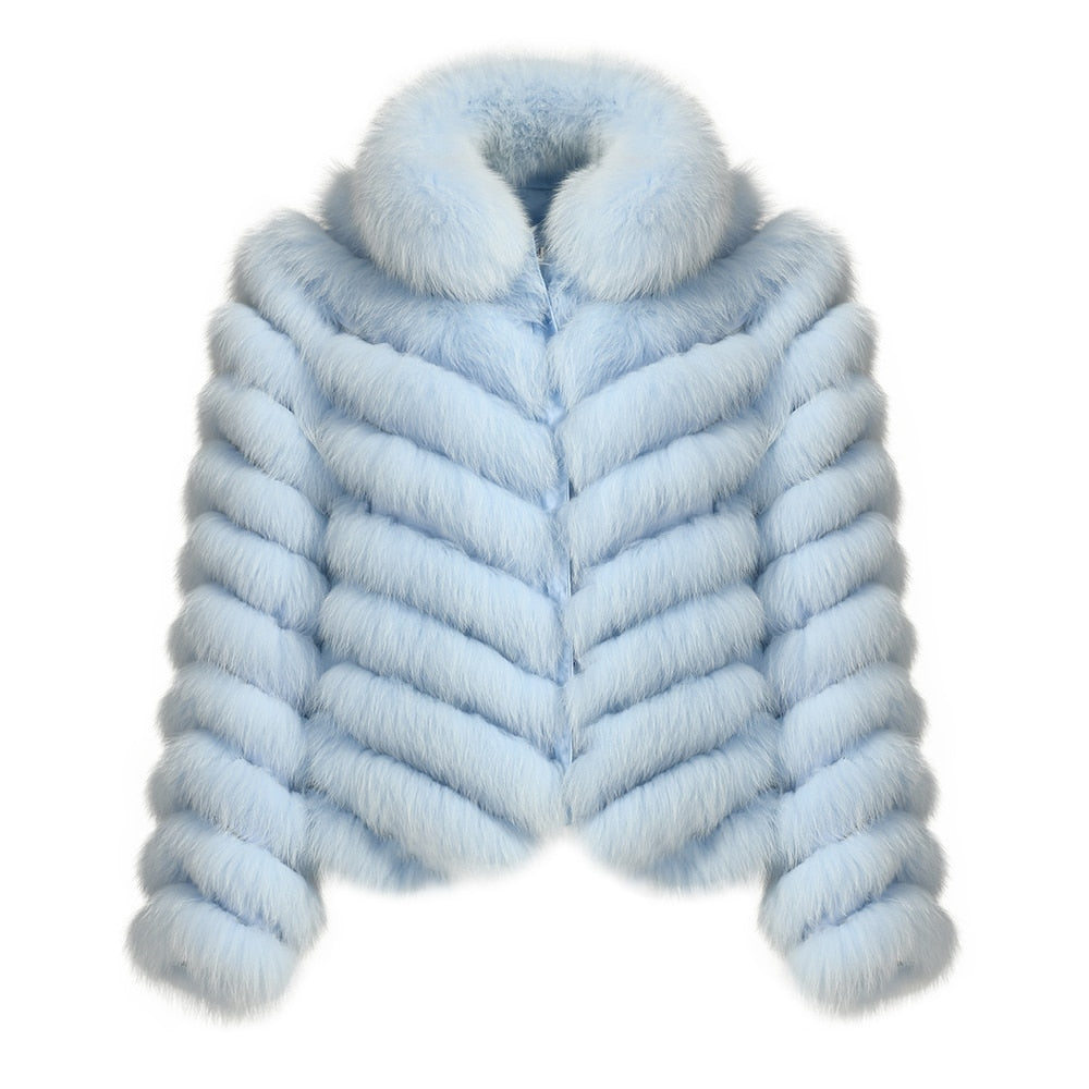 Reversible Knitted Real Fur Coats Silk Liner