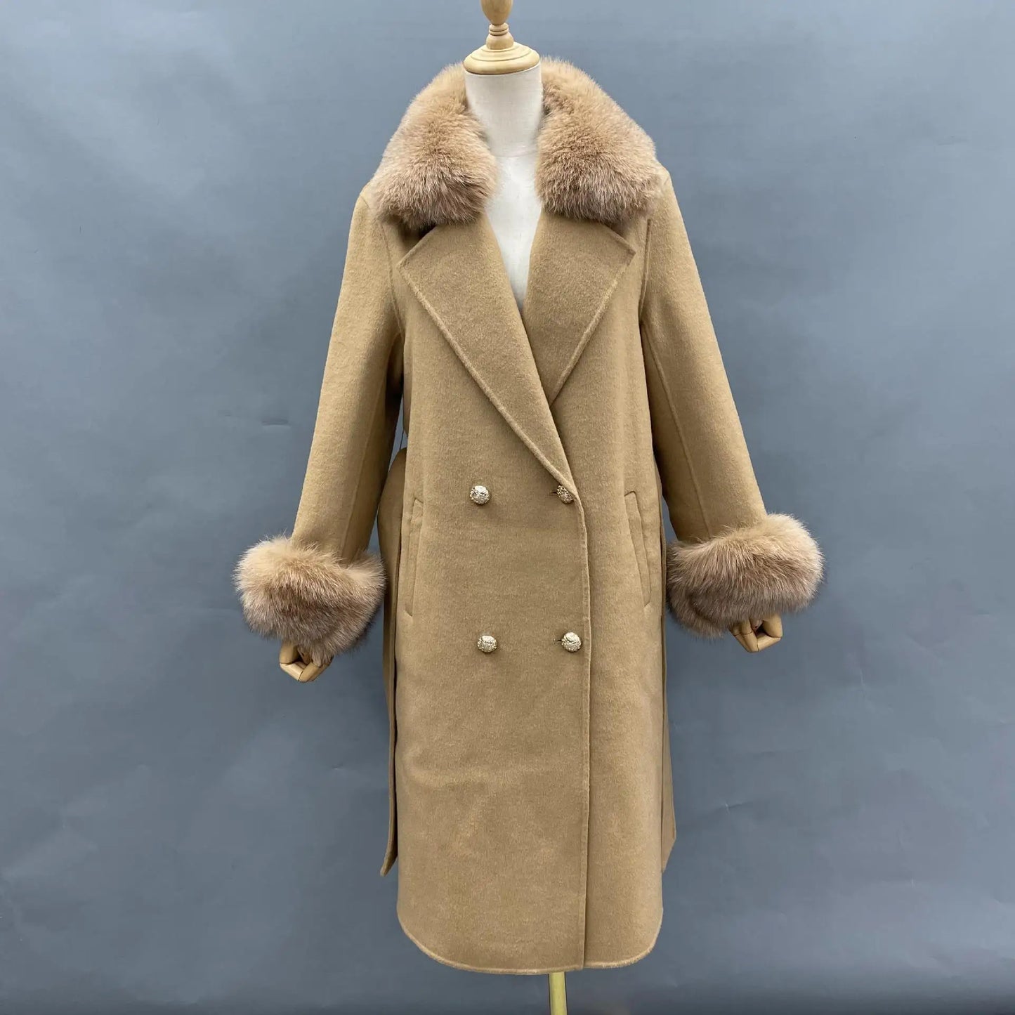 Fox Fur Detach Collar And Cuffs Wool Coats