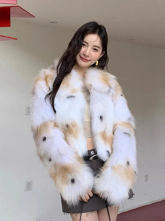 Luxury Fluffy Short Real Fur Coat