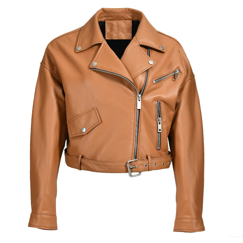 Genuine Leather Moto Jackets Crop (multi-colors)