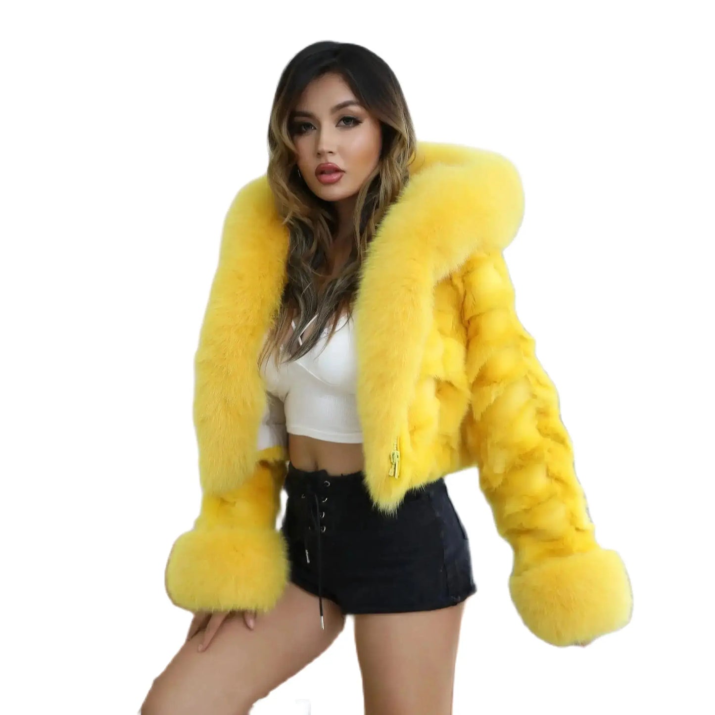 Hooded Short Real Fur Coats