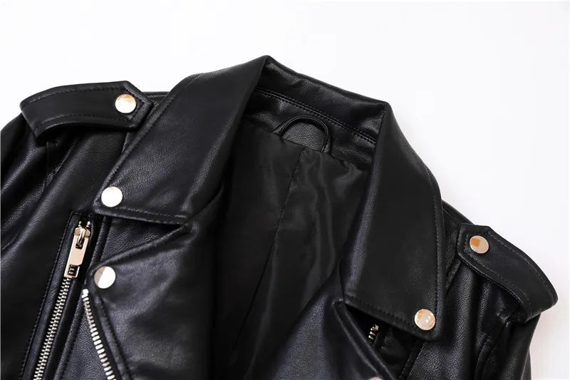 Moto PU Leather Jackets with Belt