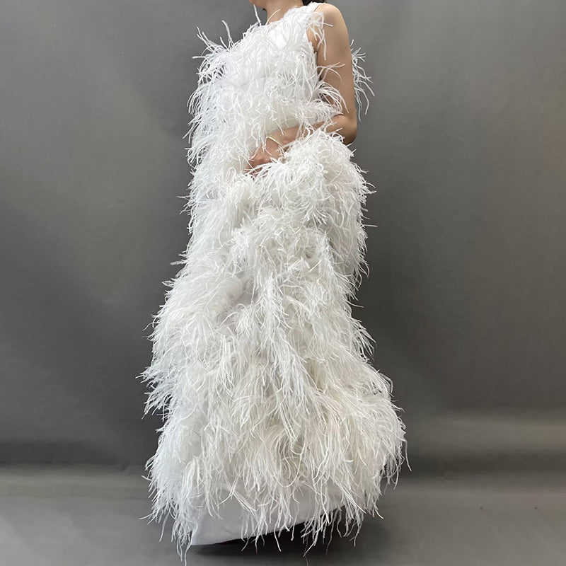 Real Ostrich Feather Long Dresses