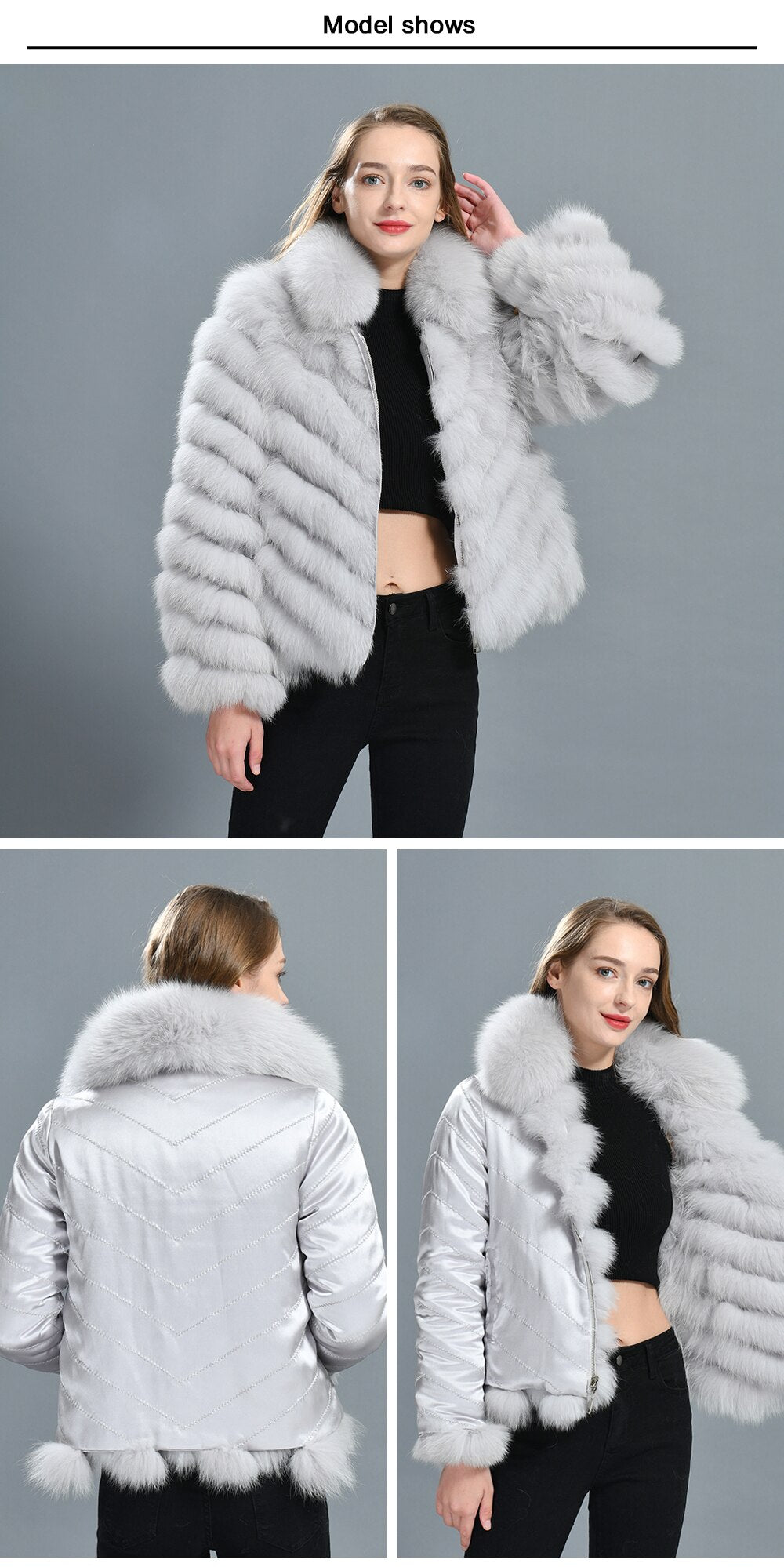 Reversible Knitted Real Fur Coats Silk Liner