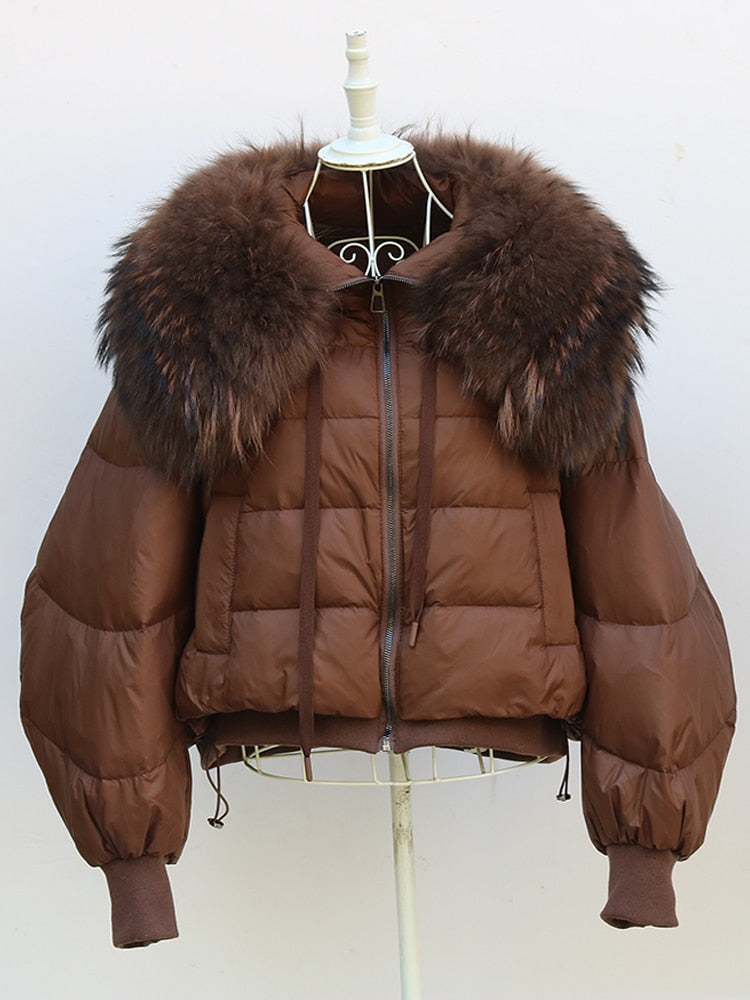 Real Fur Loose Duck Down Puffer Coats