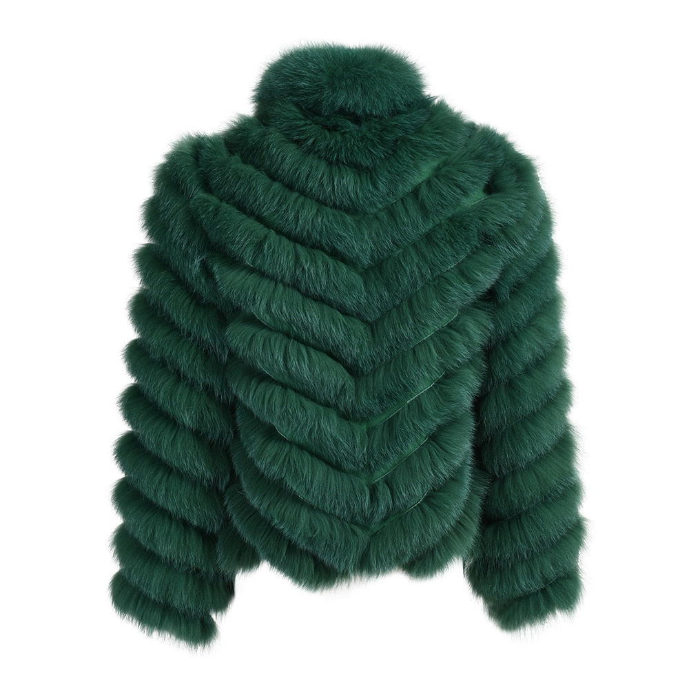 Reversible Knitted Real Fur Coats Silk Liner