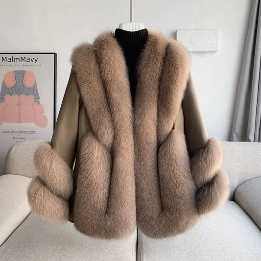 Genuine Leather Coats Real Fur Duck Down