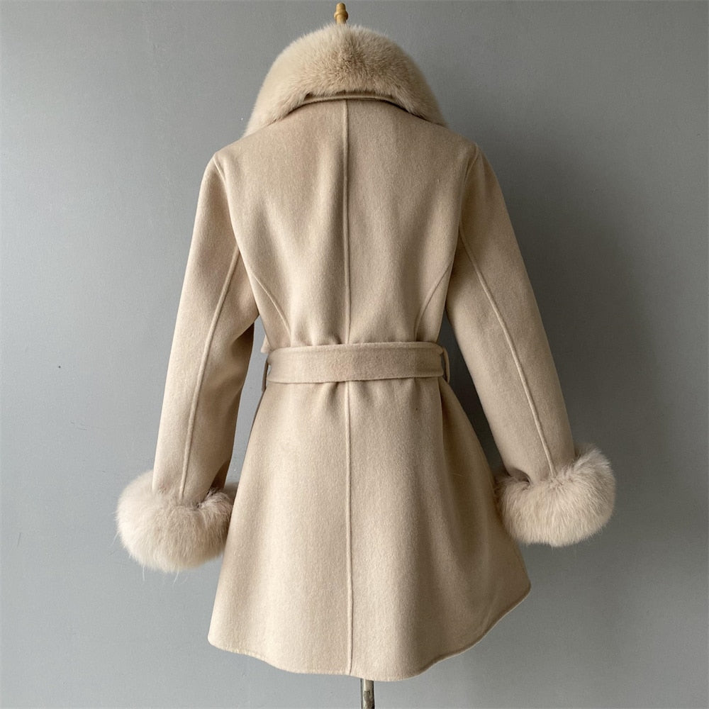 Cashmere Coats Real Fur Collar & Cuffs