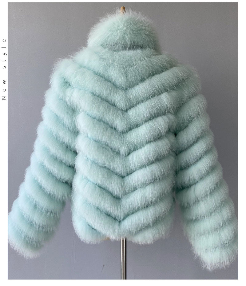 Reversible Knitted Real Fur Coats Silk Liner