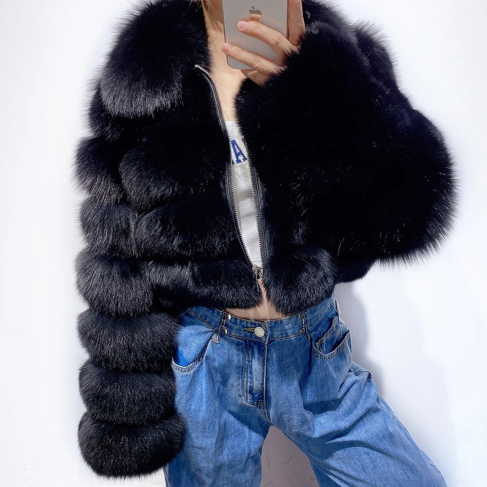 Cropped Real Fox Fur Coats