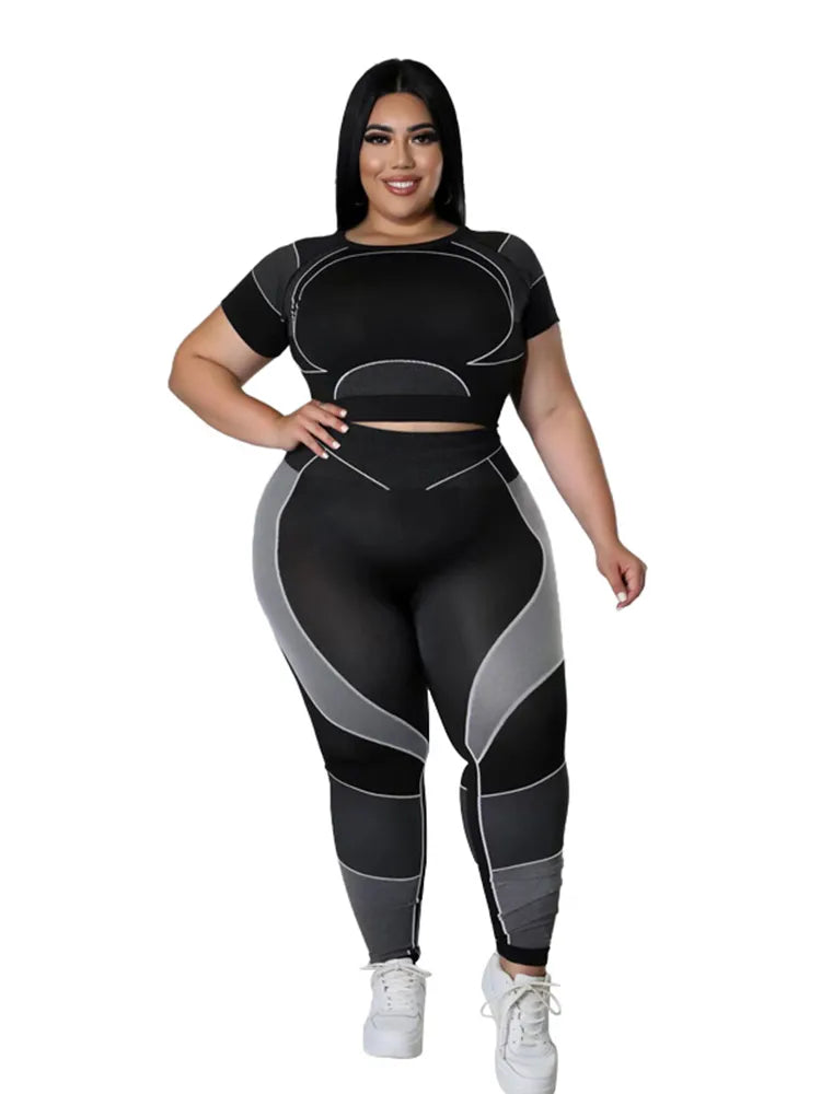 Printed Top and Pants Tracksuit Plus Size