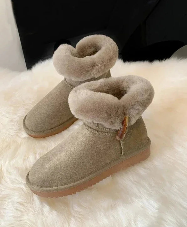 Genuine Leather Snow Boots Real Wool