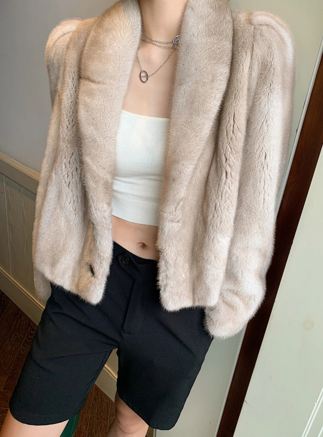 Pearl Real Mink Fur Coats Short