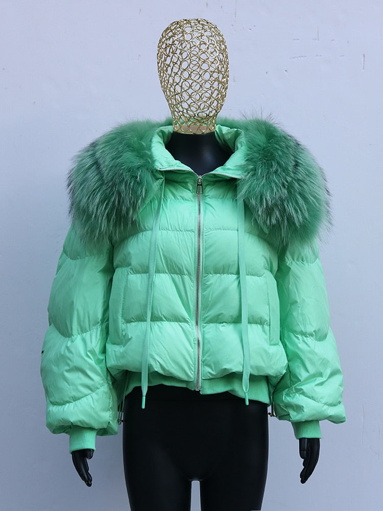 Real Fur Loose Duck Down Puffer Coats