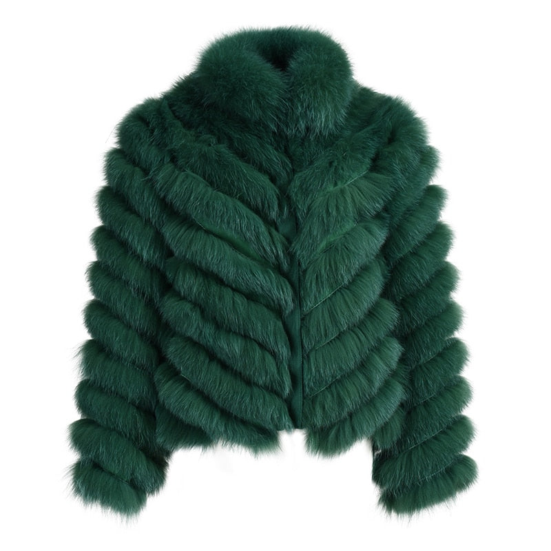 Reversible Knitted Real Fur Coats Silk Liner