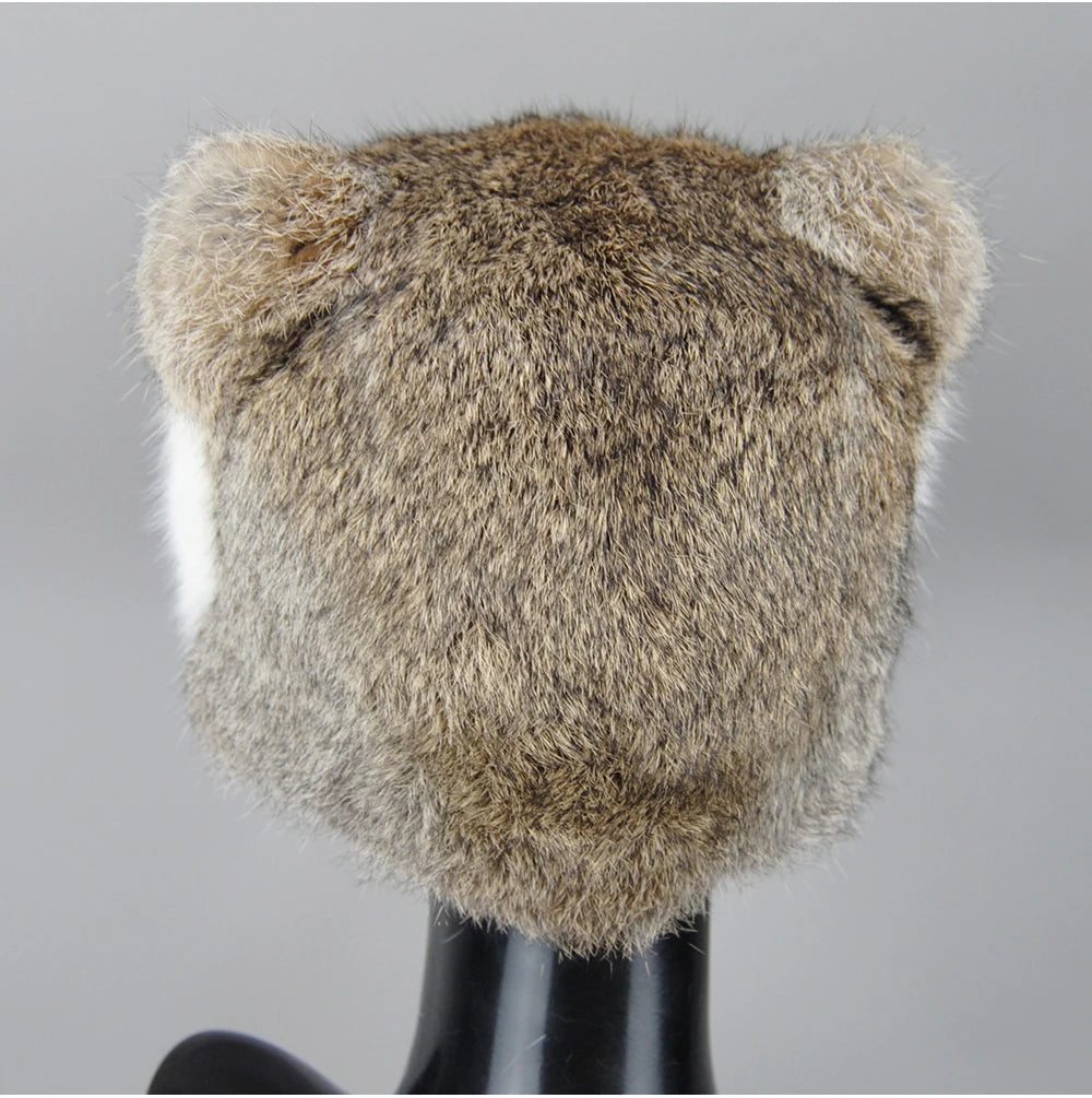 Luxury Real Fur Hat Cat Ears