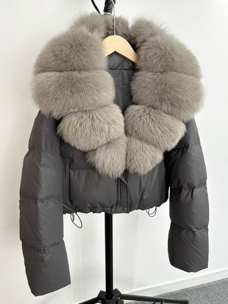 Real Fur Parkas Duck Down Short Puffer Jackets