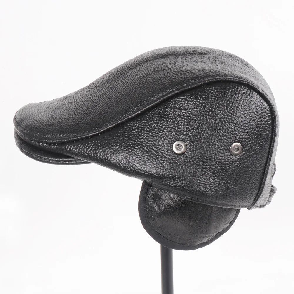 Classic Genuine Leather Cap Ear Protection