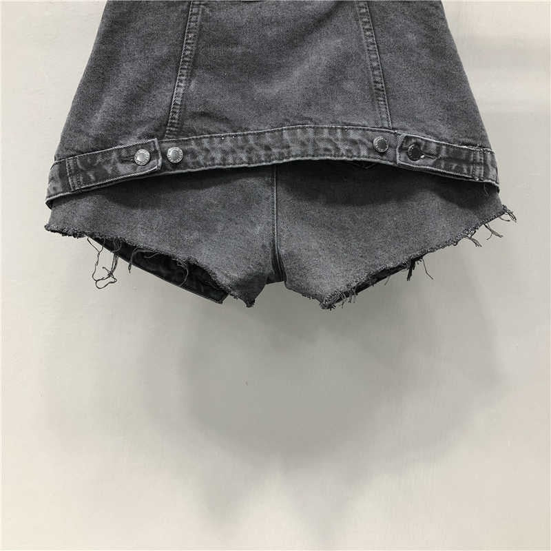 High Waist Open Button Skirt Denim Shorts