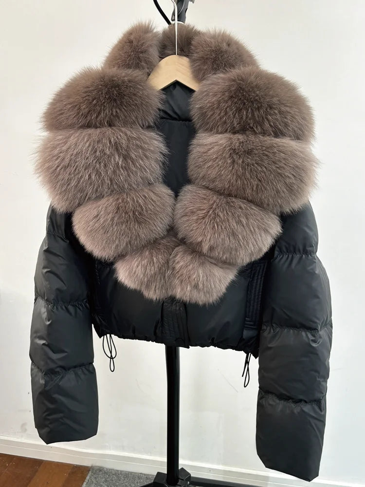 Real Fur Parkas Duck Down Short Puffer Jackets