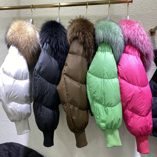 Real Fur Loose Duck Down Puffer Coats