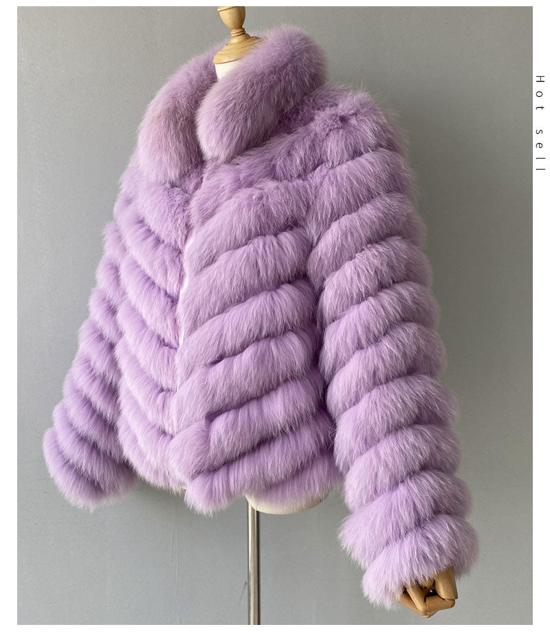 Reversible Knitted Real Fur Coats Silk Liner