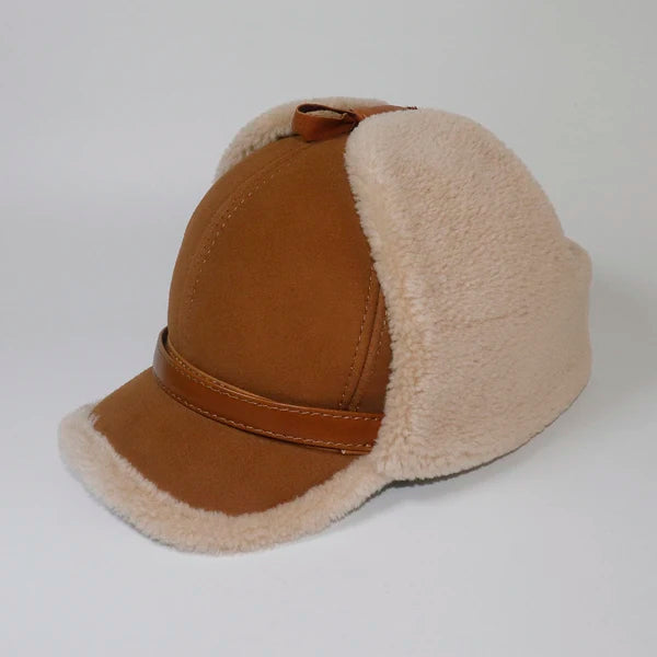 Genuine Leather Shearling Earflaps Bomber Hats