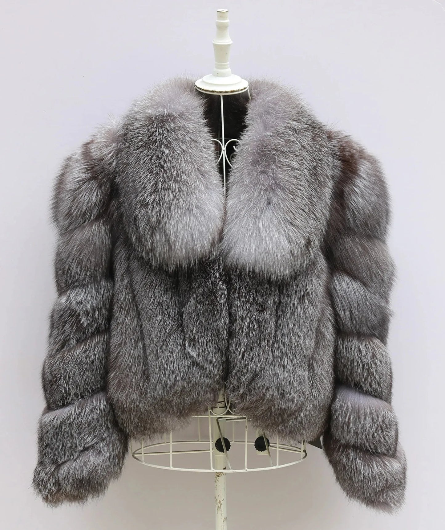 Cropped Pattern Real Fox Fur Coats