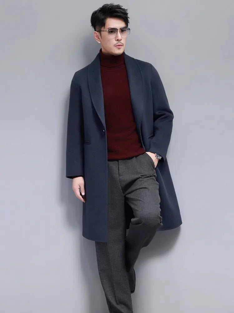 Long Wool Coat One Button Slim Fit