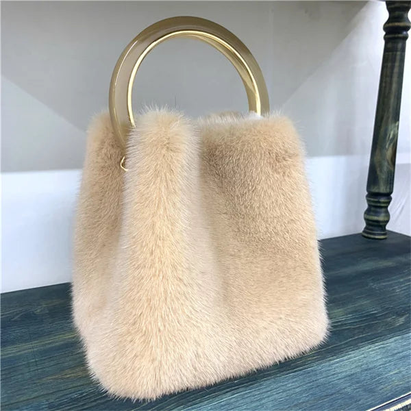 Luxury Real Mink Fur Handbag Purses