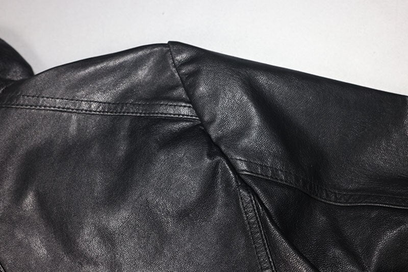 Genuine Leather Short Slim Moto Jacket