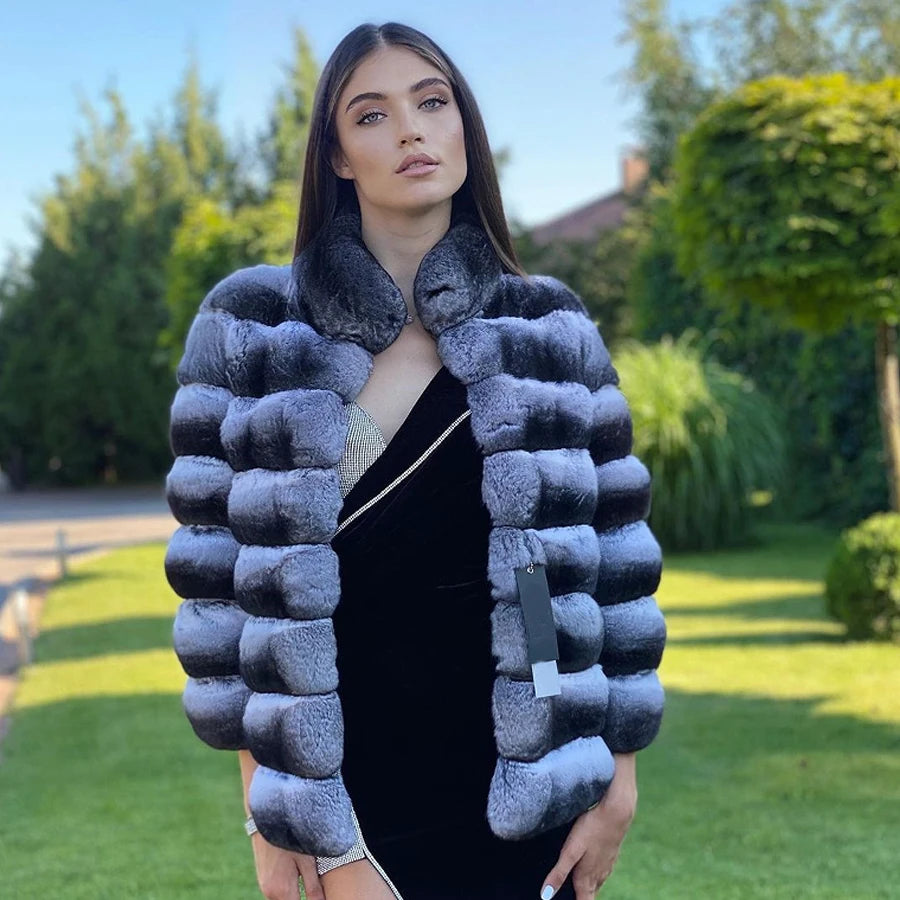 Collection of Chinchilla Style Rex Rabbit Fur Coat Vest