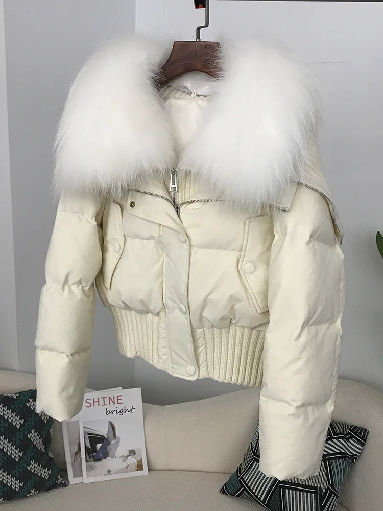 Real Fur Collar Duck Down Short Jackets