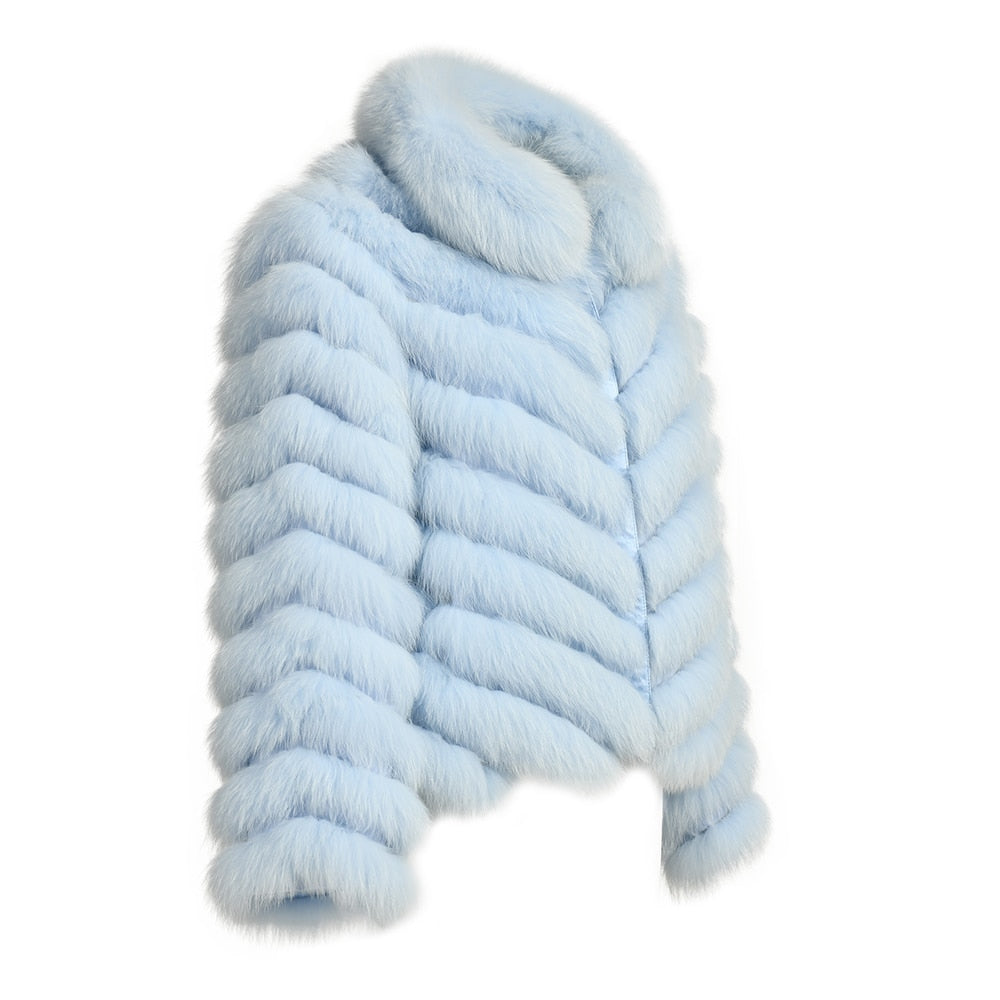 Reversible Knitted Real Fur Coats Silk Liner