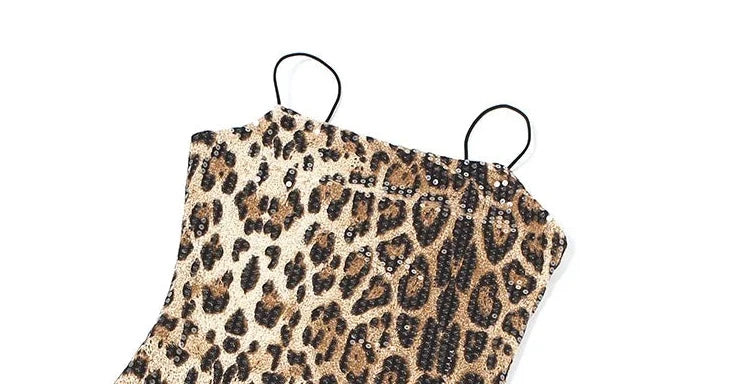 Leopard Print Sequin Mini Dress