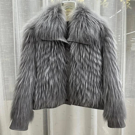Genuine Leather Knitted Real Fur Coats