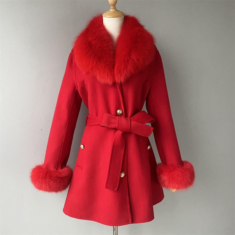 Cashmere Coats Real Fur Collar & Cuffs