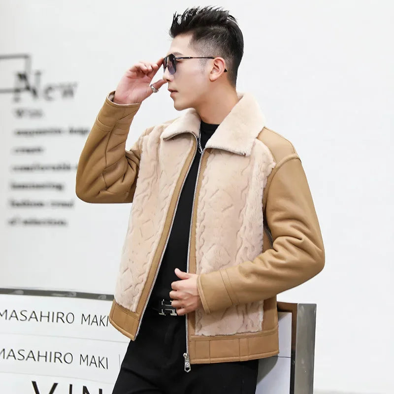 Genuine Leather Jackets Real Lamb Fur