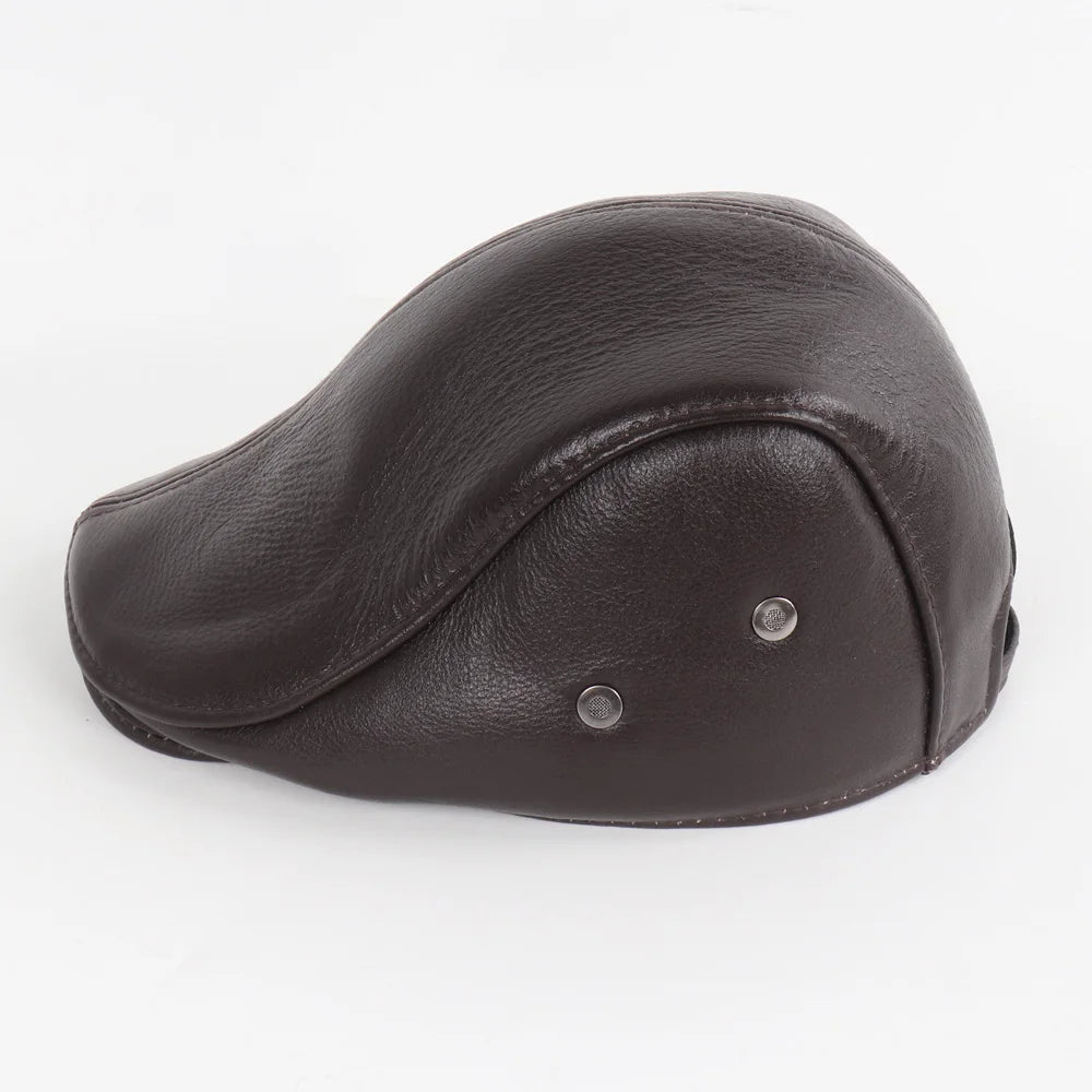 Classic Genuine Leather Cap Ear Protection