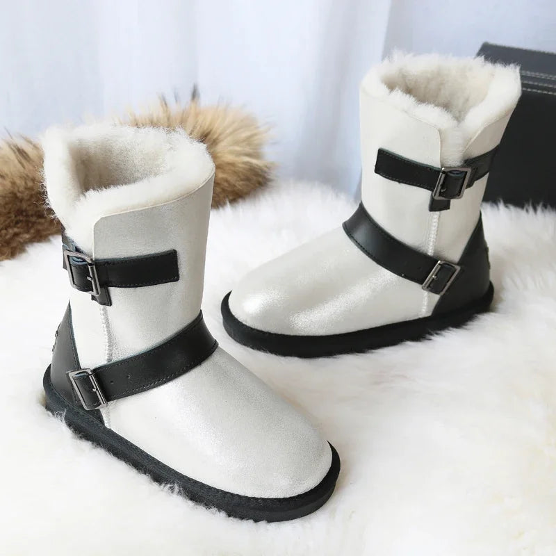 Genuine Leather Suede Wool Snow Boots