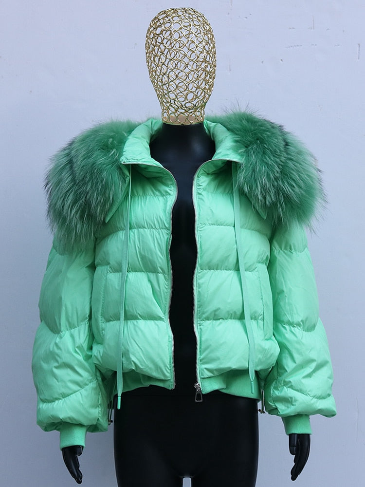 Real Fur Loose Duck Down Puffer Coats